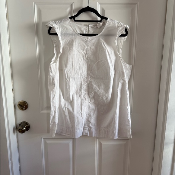 LOFT Tops - LOFT White Sleeveless Cotton Ruffle Sleeve Top